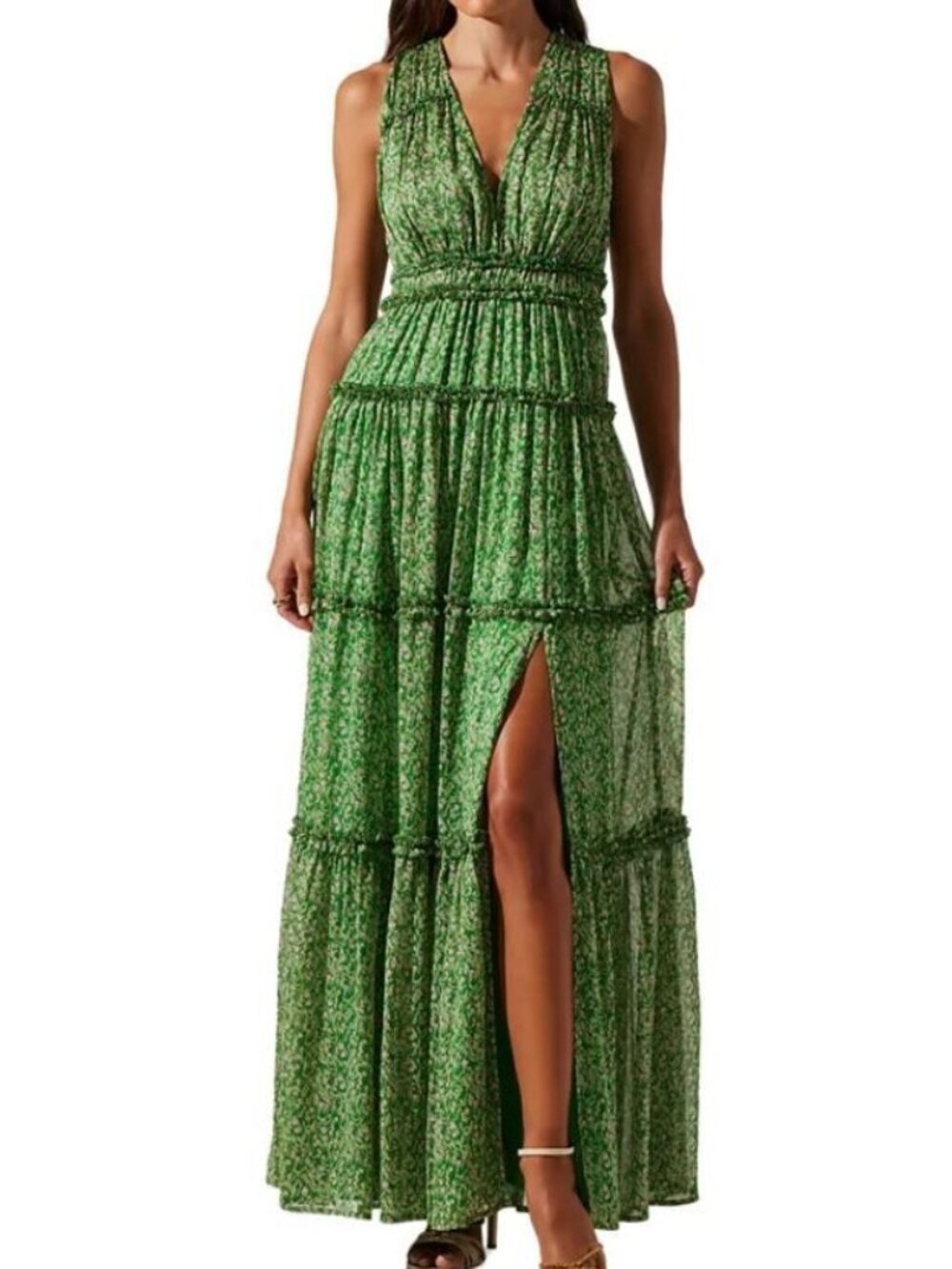 ASTR the Label Edessa Printed Sleeveless Maxi Dress Women Size Medium Floral